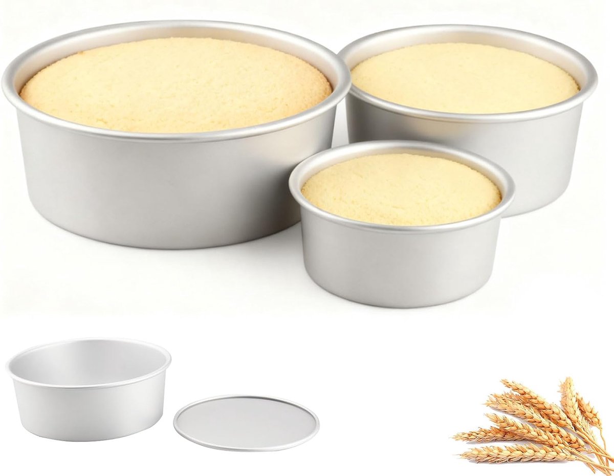 Ronde taartvormen set 10/15/20 cm, geanodiseerd aluminium