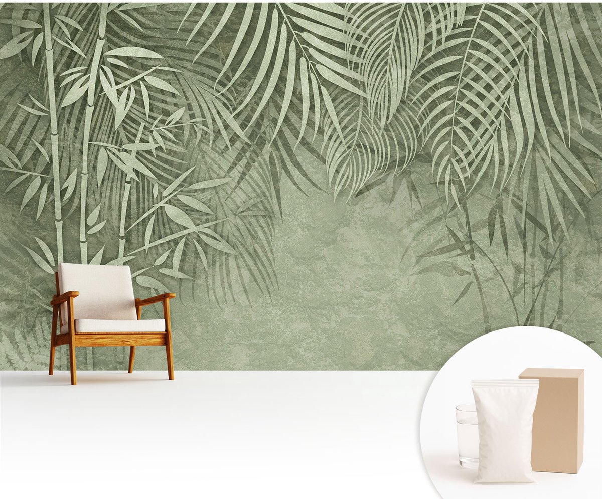 Wallfluent Fotobehang - Groente Vliesbehang - 416x254 cm - Bamboeparadijs Fotobehang Vlies - Woonkamer behang Bloemen En Planten - Muurschildering - Woonkamer behang