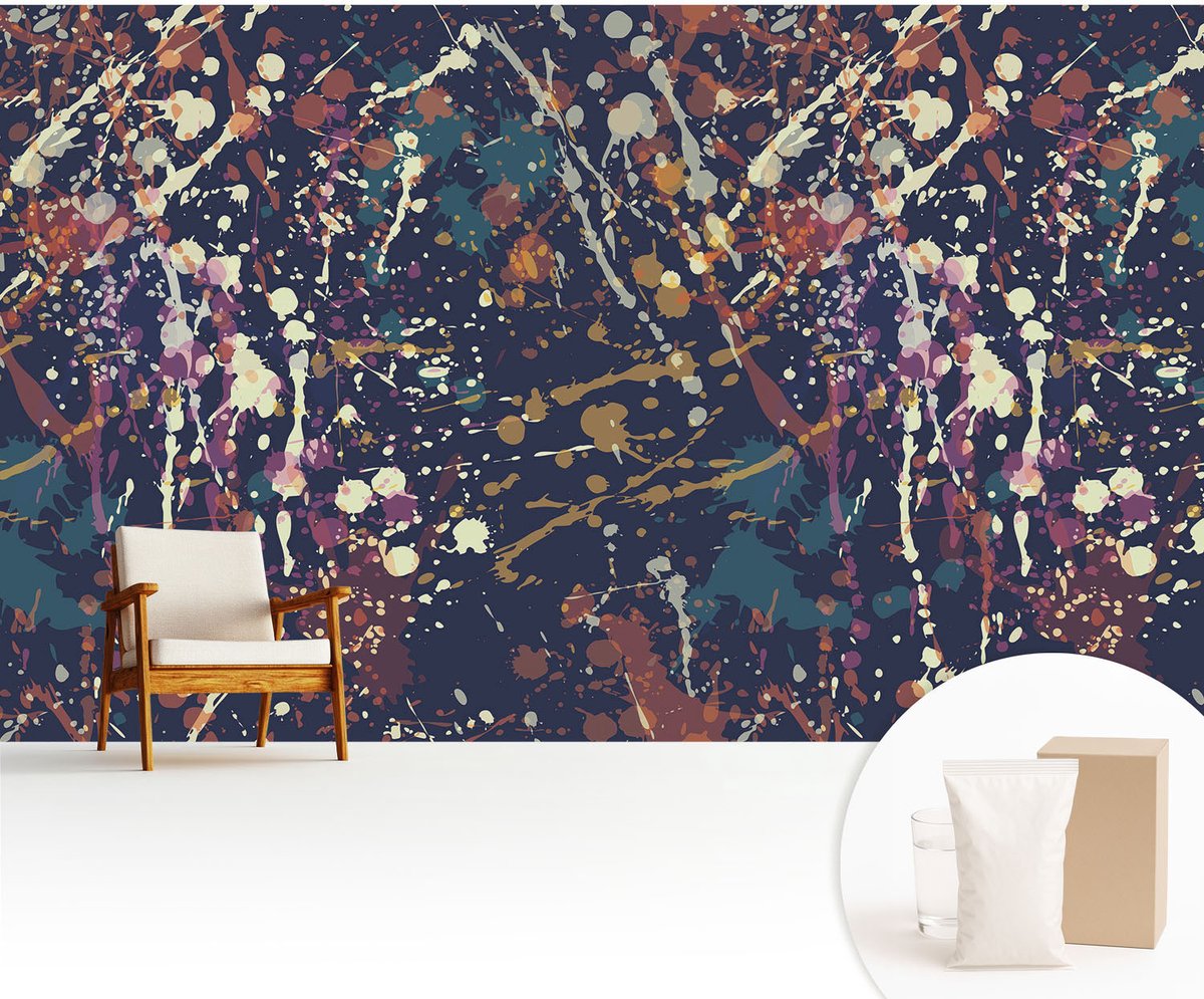 Wallfluent Fotobehang - Marine Vliesbehang - 416x254 cm - Kleurrijke Abstractie Muurschildering - Slaapkamer behang Abstractie - Fotobehang Vlies - Slaapkamer behang