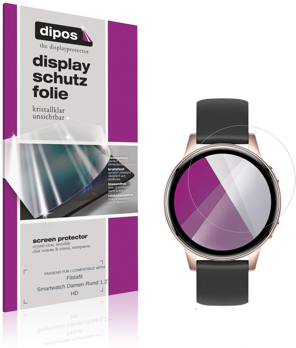 dipos – 6x Beschermfolie geschikt voor Fitdafit Smartwatch Damen Rund 1.27" HD | Krasbestendige & heldere Screenprotector Ultra-Thin