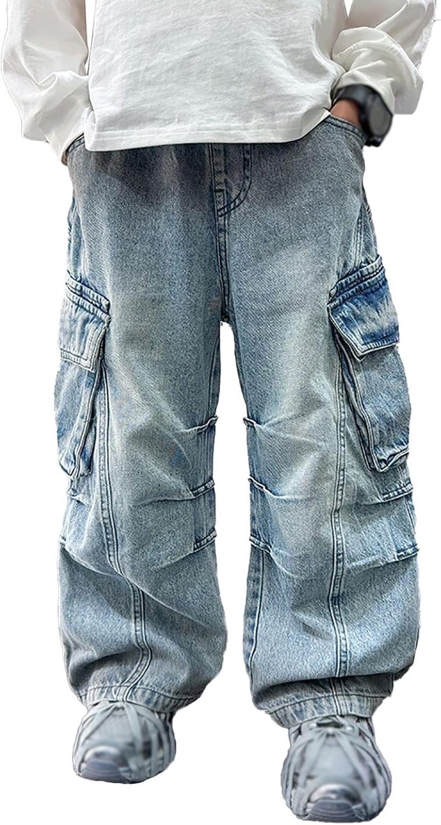 Broek voor jongens, kinderen, cargo, katoen, elastische taille, sport, casual, chic, joggingbroek, school, 2-14 jaar, A97