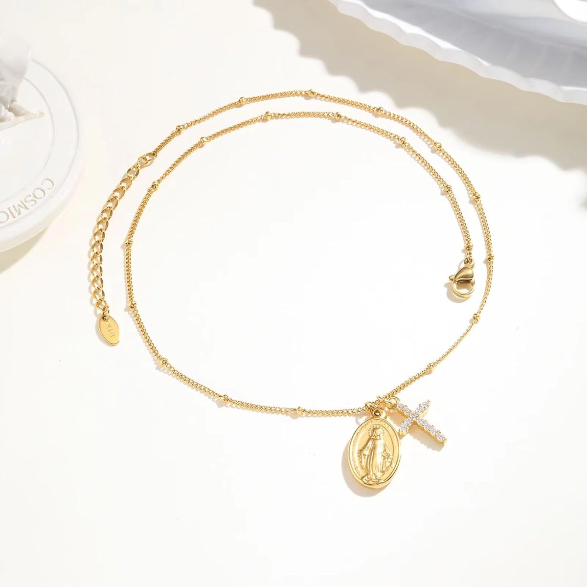 Maagd Maria Verguld Wonderbaarlijk Medaillon Munt Ketting Vrouwen