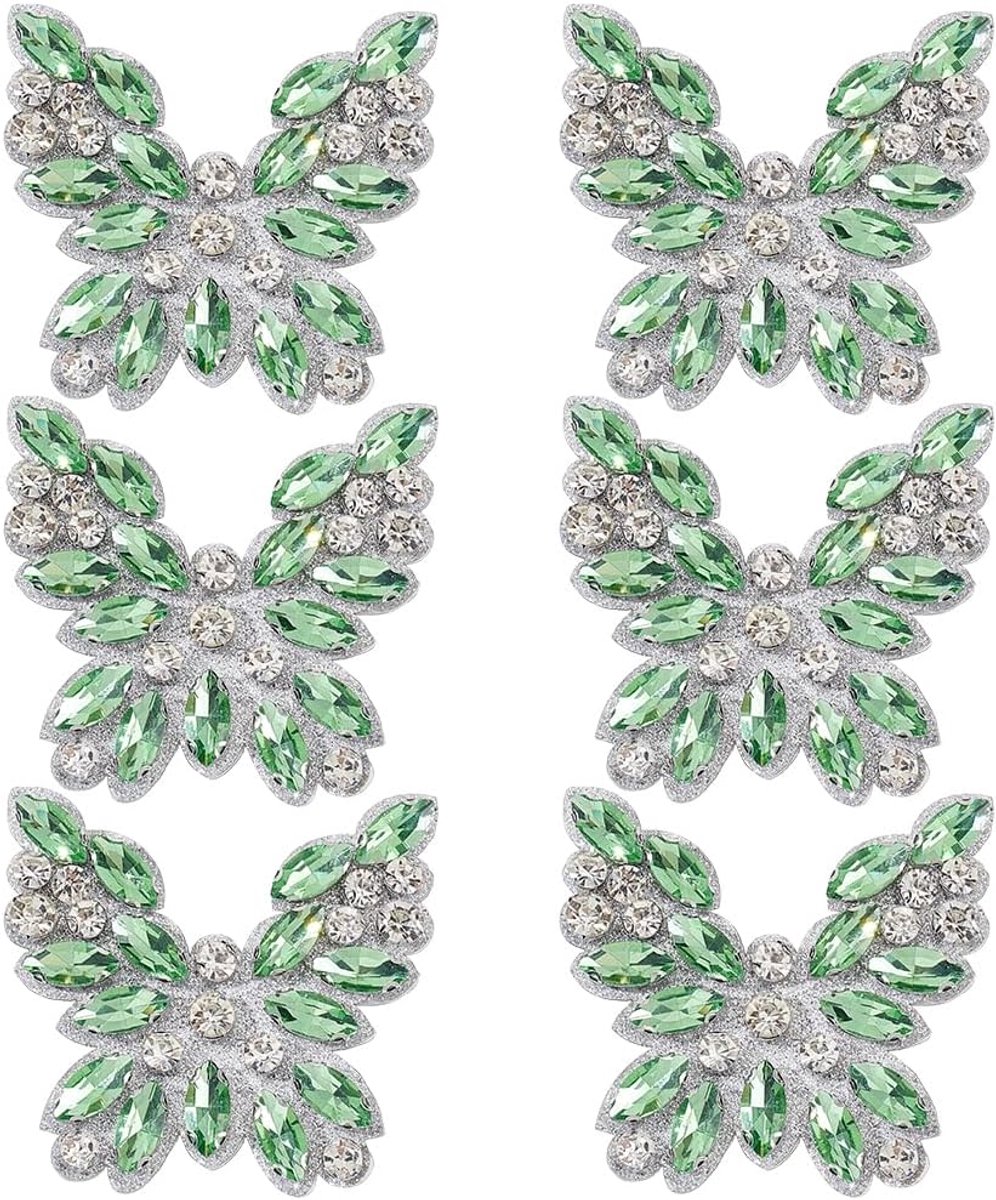 6 stuks vlinderpatches met stras, blauwe strass vlinder, opstrijkbare patches, decoratieve dierenapplicaties, bling kleding, reparatie, patch voor jeans, jassen, rugzakken, hoeden