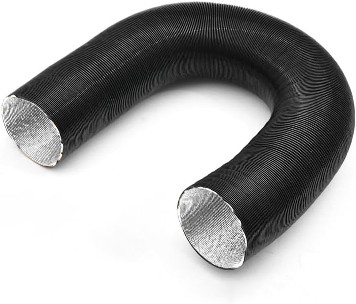Ventilatieslang 60mm Uitrekbaar tot 80cm van Aluminium, Flexibele Golfslang met 2 Slangklemmen, voor Standkachel - ShopVlot