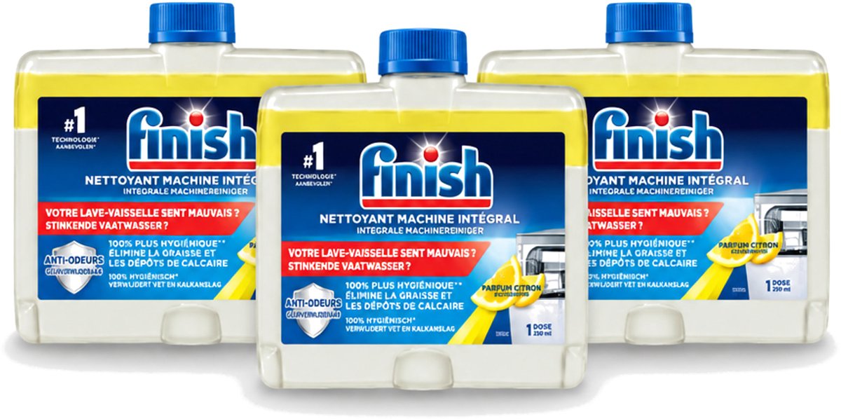 3 x Finish – Machinereiniger – Hygiene Lemon – 250 ml - Voordeelverpakking - 3 stuks