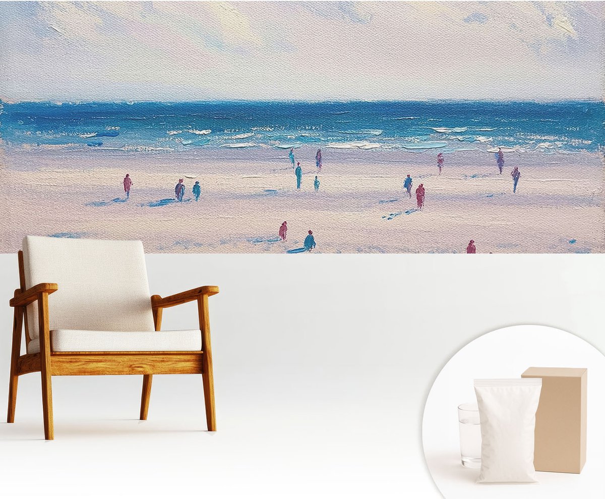 Wallfluent Fotobehang - Wit Vliesbehang - 250x104 cm - Zeegezicht Fotobehang Vlies - Woonkamer behang Landschappen - Muurschildering - Woonkamer behang