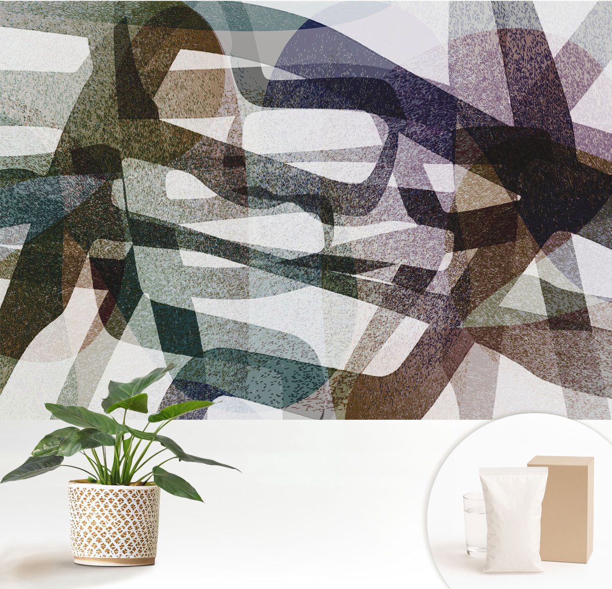 Wallfluent Fotobehang - Zwart Vliesbehang - 152x104 cm - Kleurrijke Strikken Fotobehang Vlies - Woonkamer behang Abstractie - Muurschildering - Hal behang