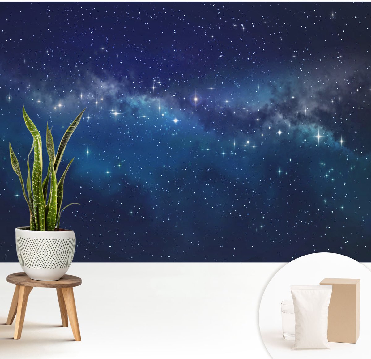 Wallfluent Fotobehang - Marine Vliesbehang - 208x146 cm - Sterrennacht Fotobehang Vlies - Woonkamer behang Kosmos - Muurschildering - Woonkamer behang