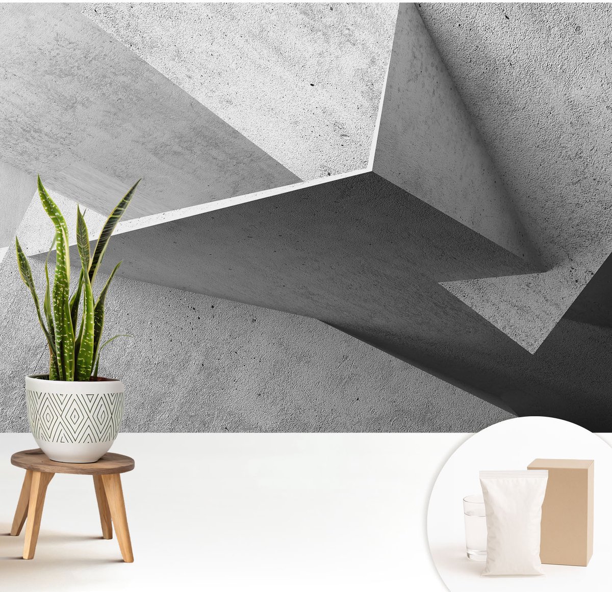 Wallfluent Fotobehang - Grijs Vliesbehang - 208x146 cm - Geometrische Structuren Muurschildering - Gang behang Architectuur - Fotobehang Vlies - Gang behang