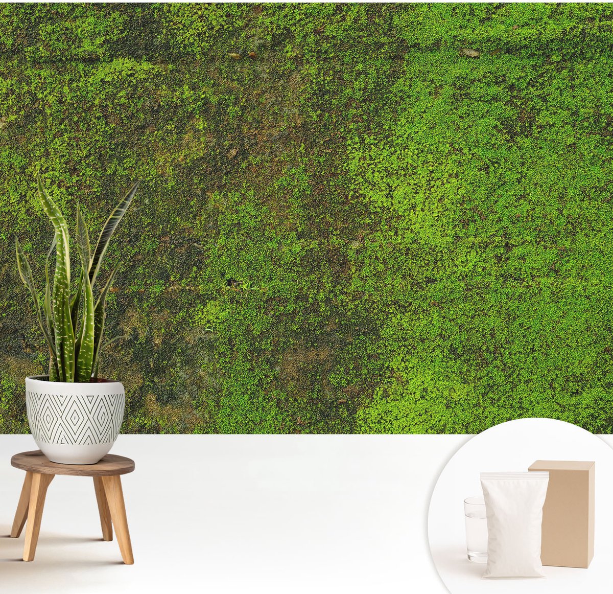 Wallfluent Fotobehang - Groente Vliesbehang - 208x146 cm - Groene Loper Muurschildering - Slaapkamer behang Texturen - Fotobehang Vlies - Gang behang