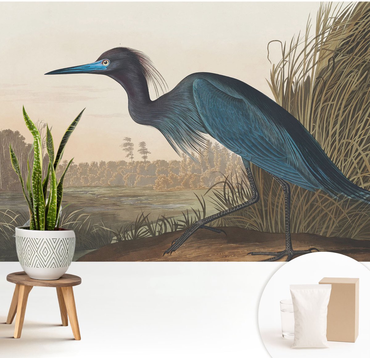 Wallfluent Fotobehang - Groente Vliesbehang - 208x146 cm - Watervogels Fotobehang Vlies - Hal behang Dieren - Muurschildering - Woonkamer behang