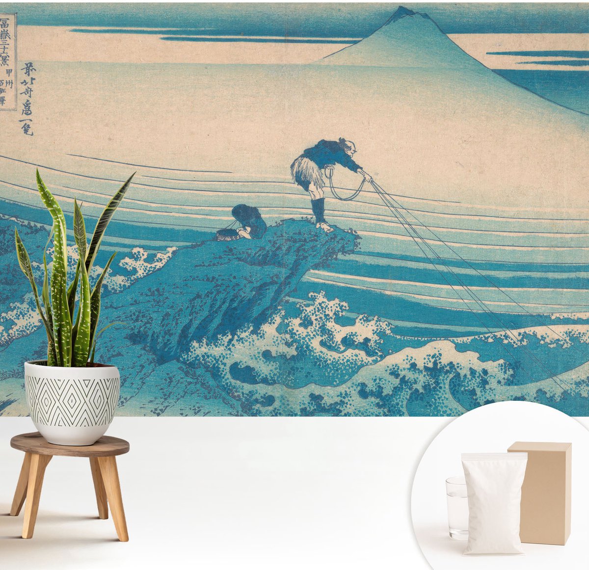 Wallfluent Fotobehang - Blauw Vliesbehang - 208x146 cm - Zeegezicht Fotobehang Vlies - Hal behang Landschappen - Muurschildering - Hal behang