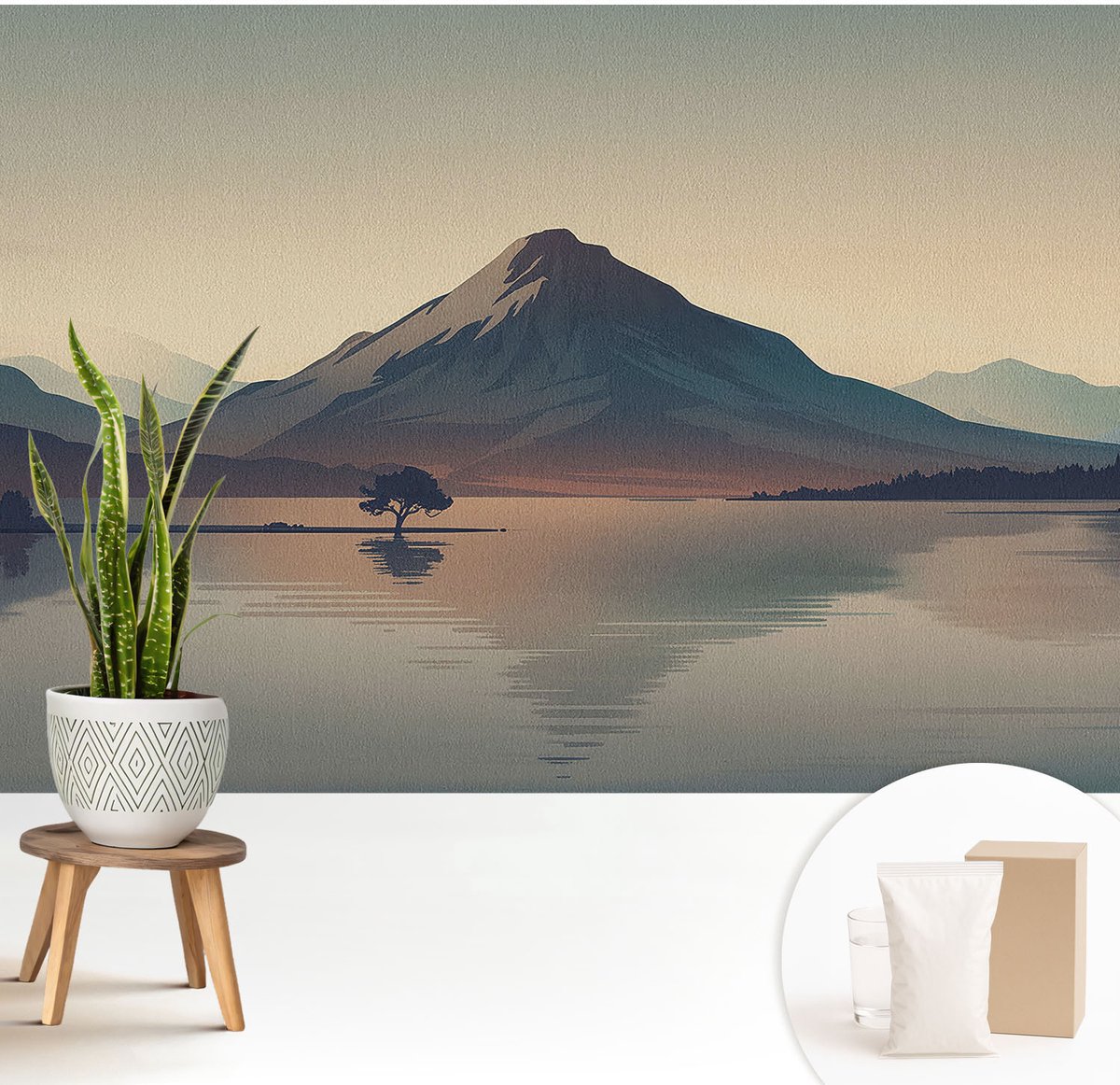 Wallfluent Fotobehang - Grijs Vliesbehang - 208x146 cm - Berglandschap Muurschildering - Gang behang Landschappen - Fotobehang Vlies - Slaapkamer behang