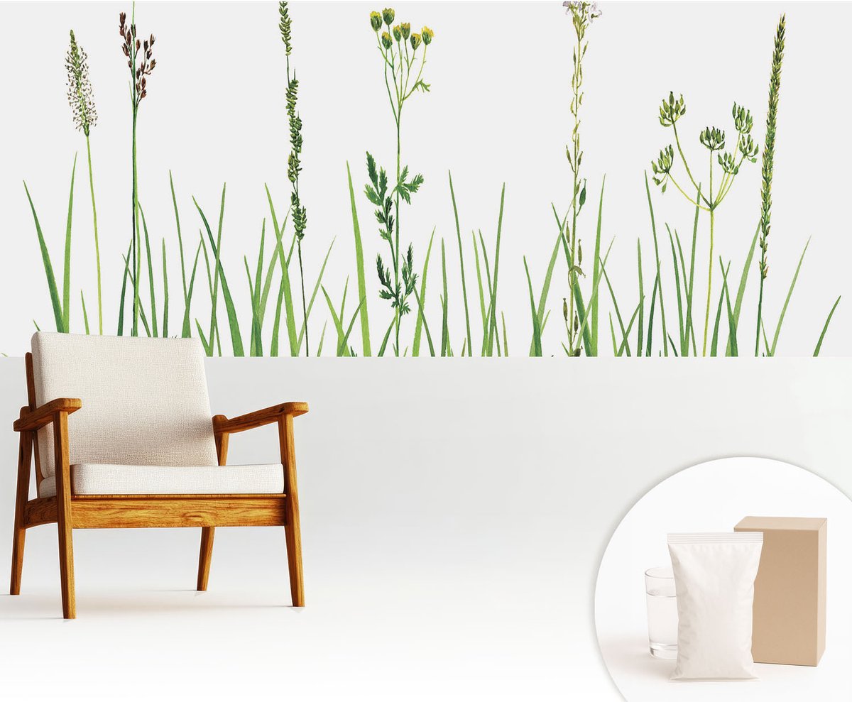 Wallfluent Fotobehang - Groente Vliesbehang - 250x104 cm - Subtiele Flora Fotobehang Vlies - Woonkamer behang Bloemen En Planten - Muurschildering - Woonkamer behang
