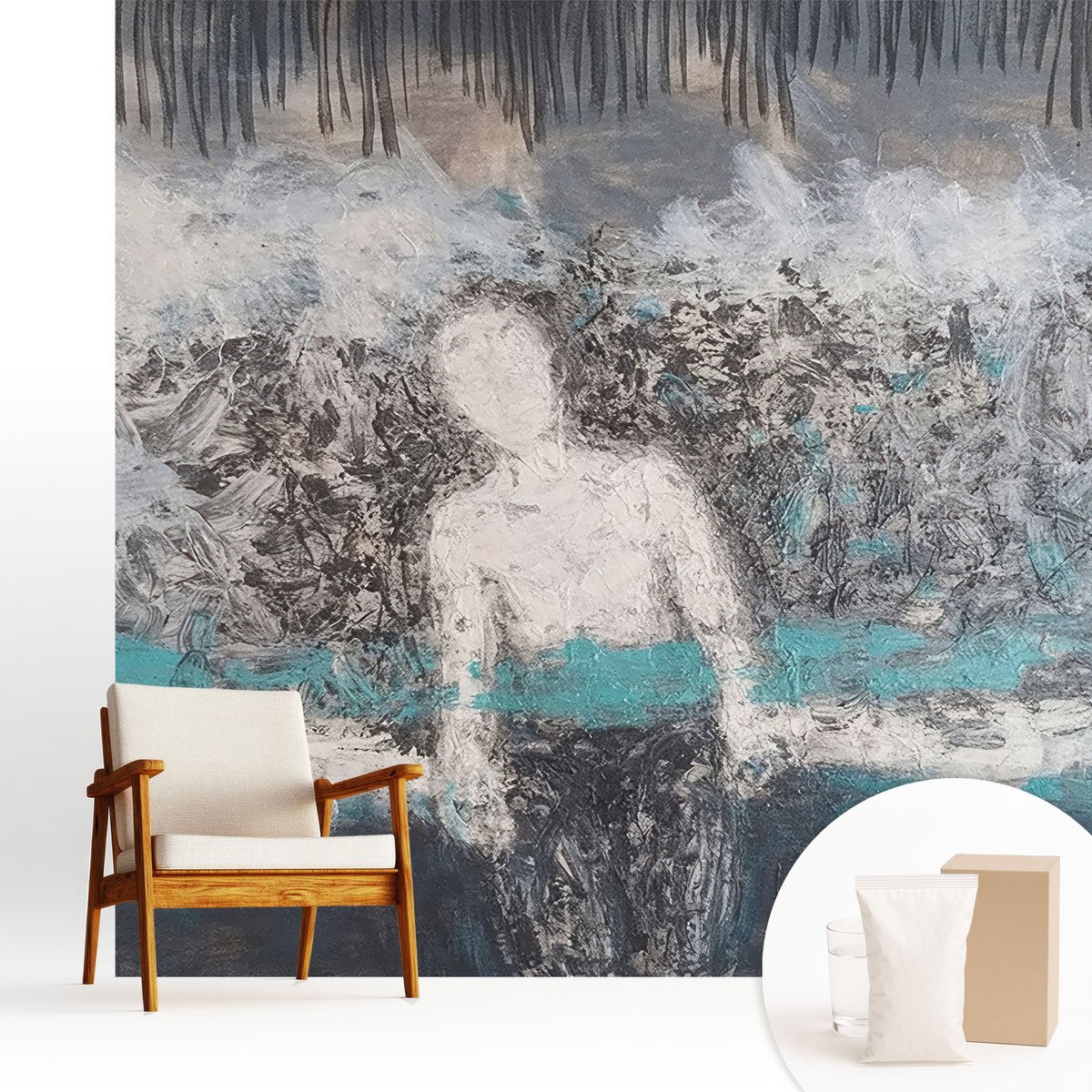 Wallfluent Fotobehang - Grijs Vliesbehang - 250x250 cm - Mysterieuze Wereld Fotobehang Vlies - Woonkamer behang Abstractie - Muurschildering - Woonkamer behang