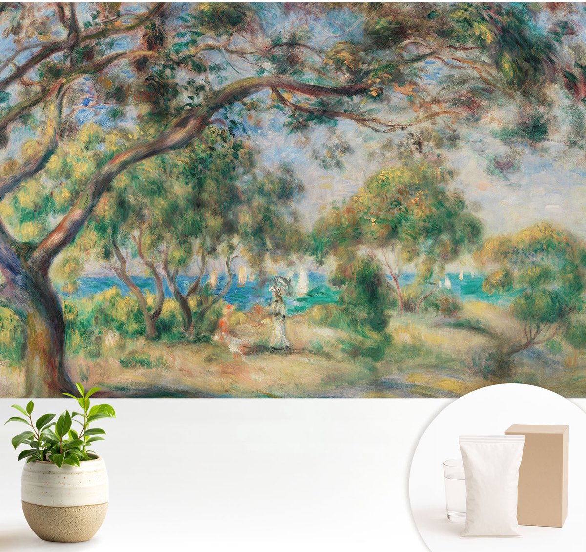Wallfluent Fotobehang - Groente Vliesbehang - 104x70 cm - Kustlandschap Muurschildering - Gang behang Bloemen En Planten - Fotobehang Vlies - Slaapkamer behang
