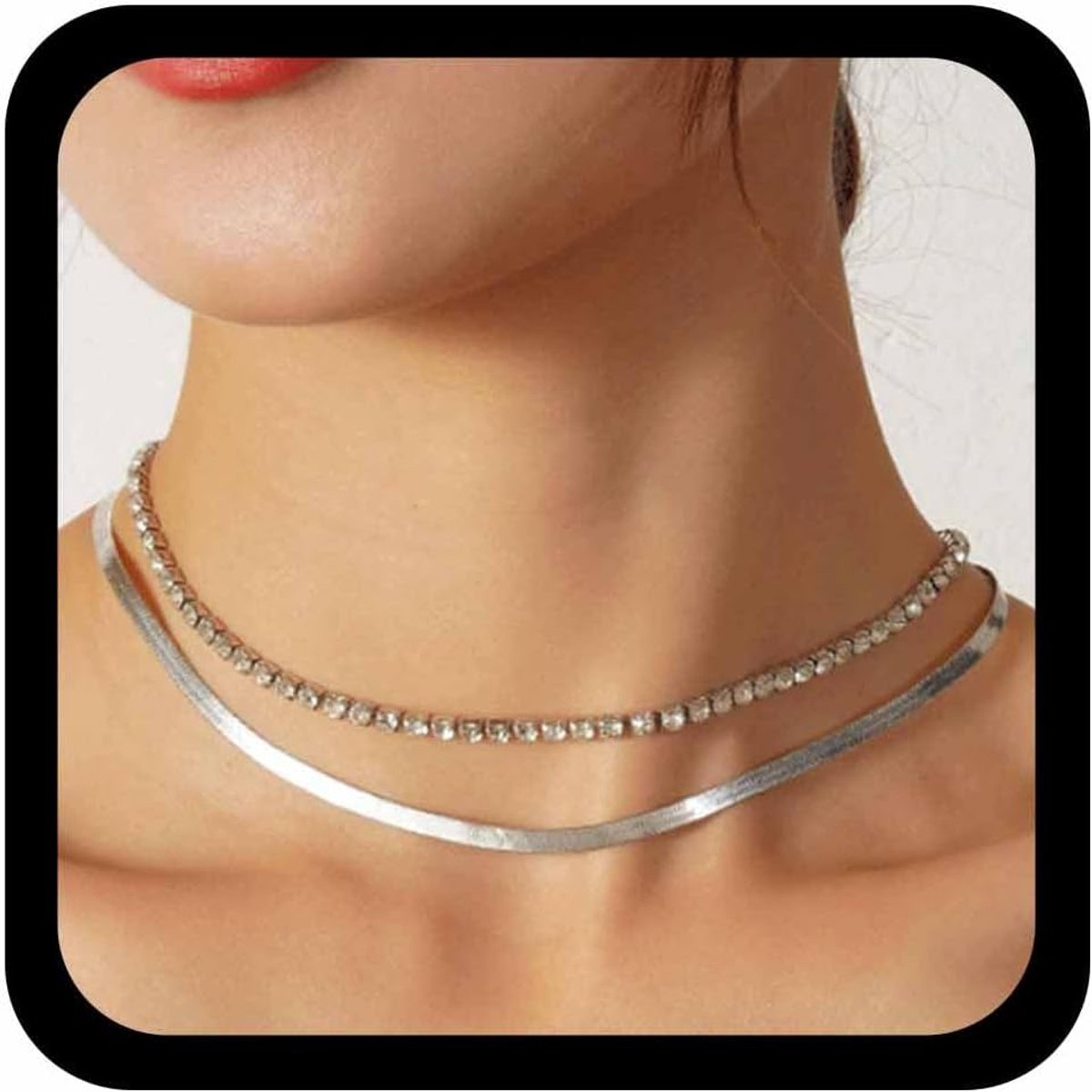 Sieraden Slangenhalsketting - Volledige Diamanten - Persoonlijk en Stijlvol - Perfect voor Feestjes - ShopVlot