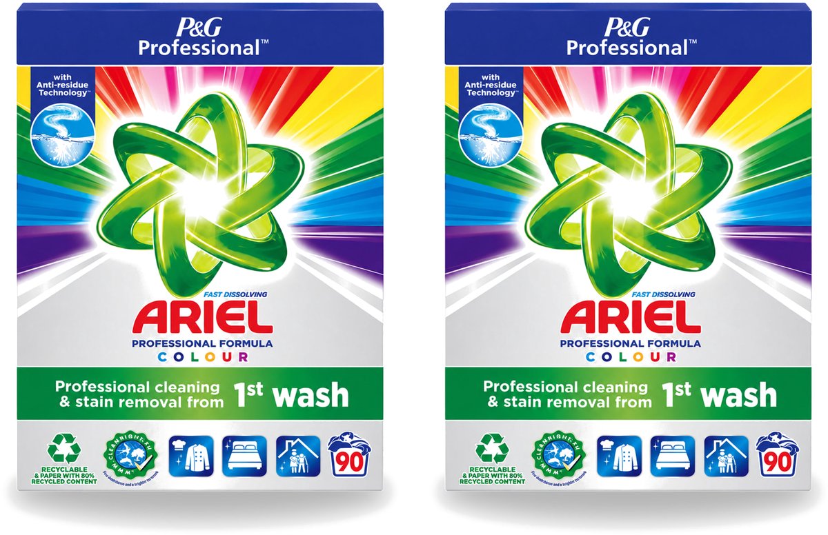 2 x Ariel Professional - Waspoeder - Gekleurde Was - 90 Wasbeurten - Voordeelverpakking - 2 stuks