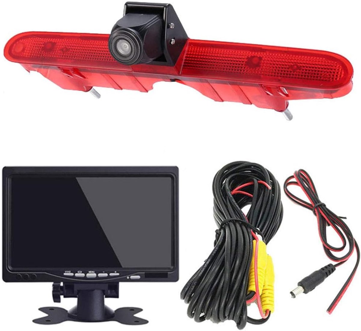 Remlicht achteruitrijcamera set met 7 inch LCD-monitor, Transporter nachtzicht achteruitrijcamera vervanging voor Fiat E-Doblo 2022/Peugeot Partner 2 II Tepee Rifter / Citroen Berlingo 3 III 4 IV