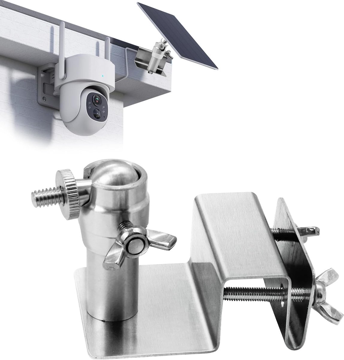 Stalen anti-roest montagebeugel voor dome-camera's, universele buitenhouder, weerbestendige beveiligingscamerahouder, installatie zonder boren (zilver) (B)