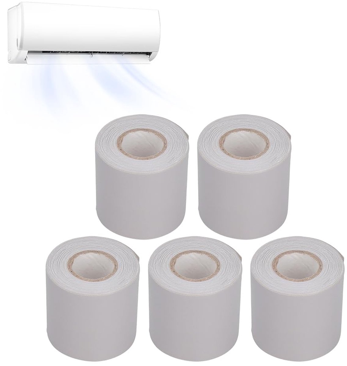 5 Stks Ducting Afdichtingstape Airconditioning Koperen Pijp PVC Airconditioner Isolatie Tie Strap Pull-Slip Tape met 60mm Breedte(Grijs)