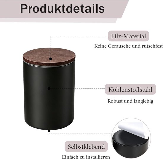 Meubelverhoging van koolstofstaal, 4 stuks meubelpoten om te lijmen, banken en kasten hoger, zware bedverhoging, diameter 6 cm, voegt 10 cm hoogte toe aan bedden, rond, zwart — afbeelding 5