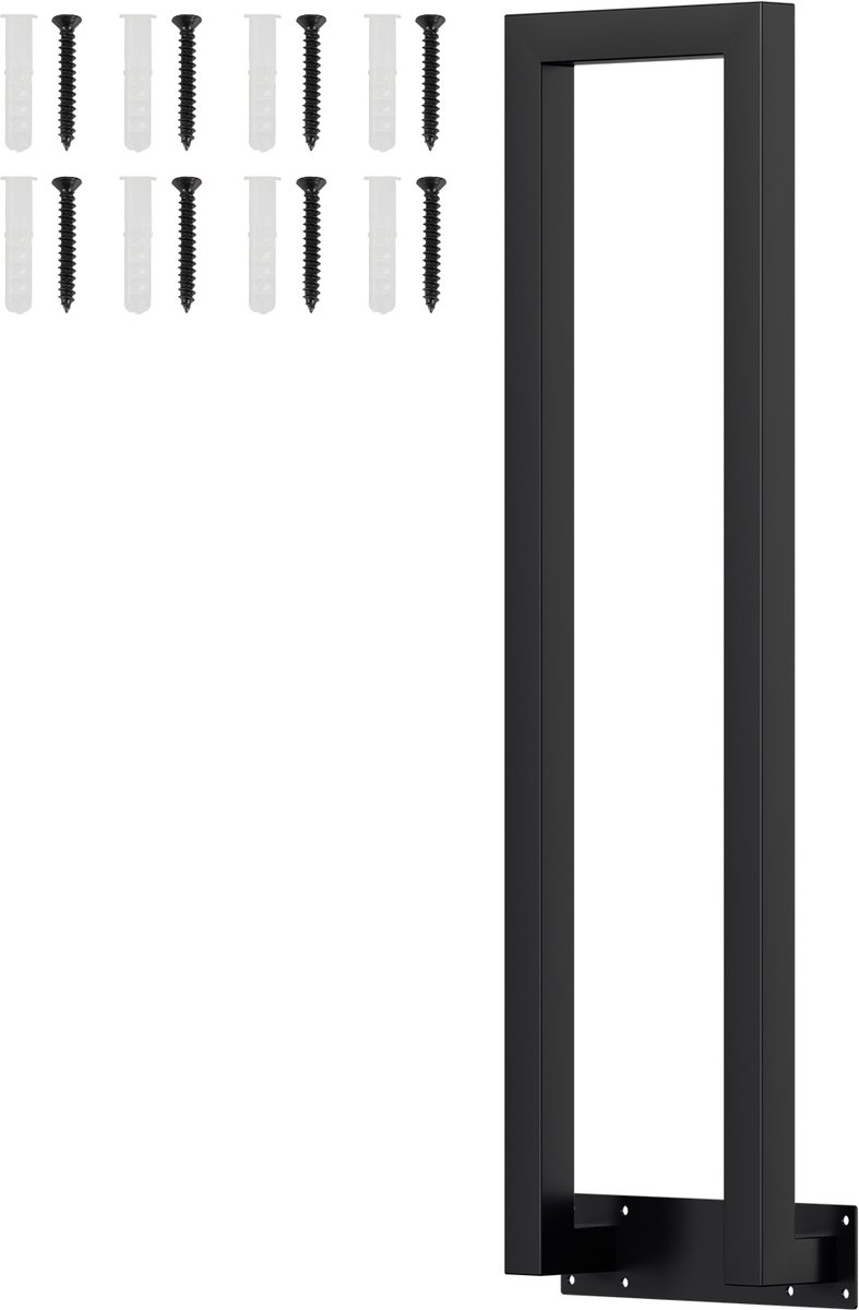 U-vormige trapleuning 75 cm zwart – ijzeren leuning met vierkante buis, zijmontage, binnen en buiten, incl. montagepakket