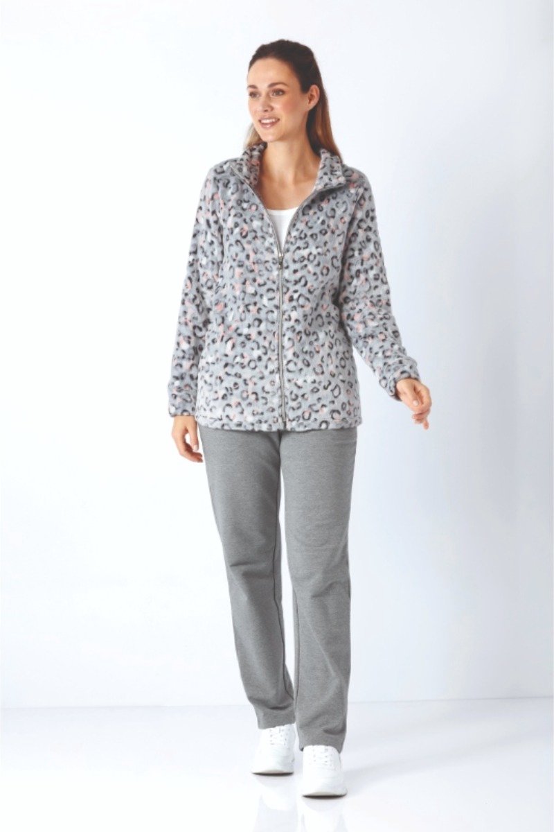Teddy fleece dames vest zilvergrijs gemêleerd Hajo - Grijs - Maat - 42