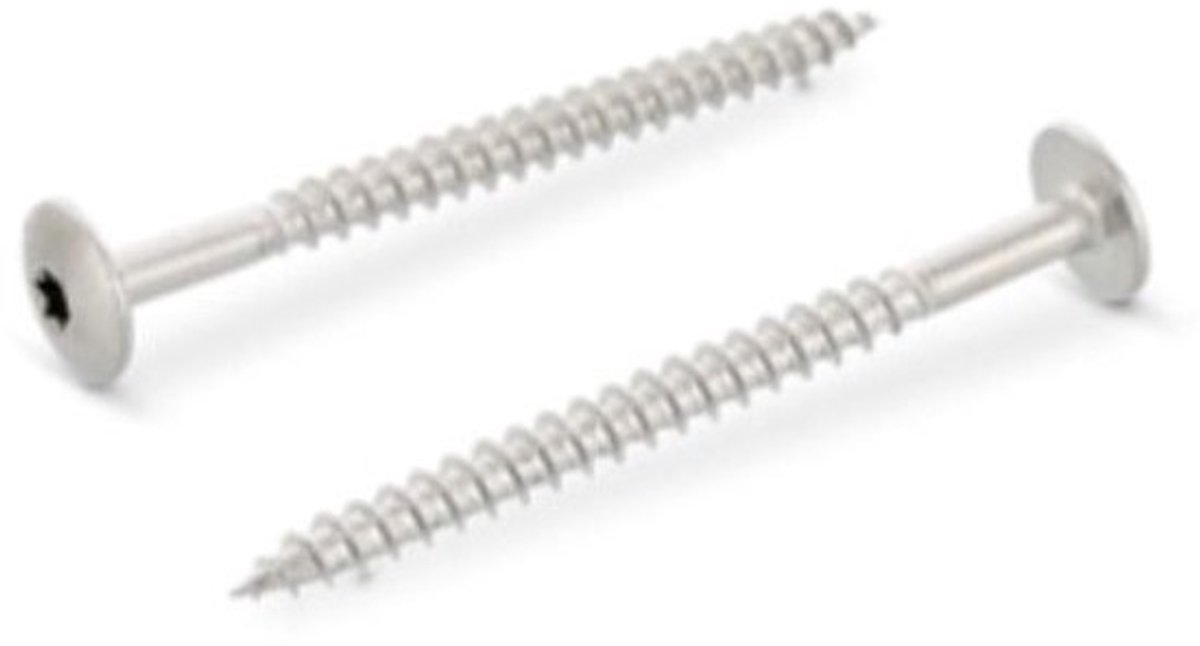 Houten Schroeven - Houtbouwschroeven Bevestigingen - Houtconstructies Bouwen - Roestvrij Staal A2 - 55 x 38 mm - Zilver
