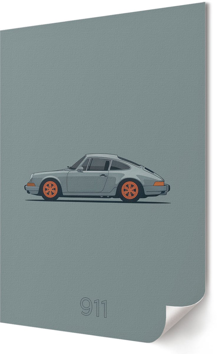Coloray Canvas Poster Polycanvas - Klassieke Auto, Illustratie - 420 x 594 - Grijs Decoratie - Rechthoek - Kunstposter - Woonkamer, Slaapkamer, Kantoor - Modern
