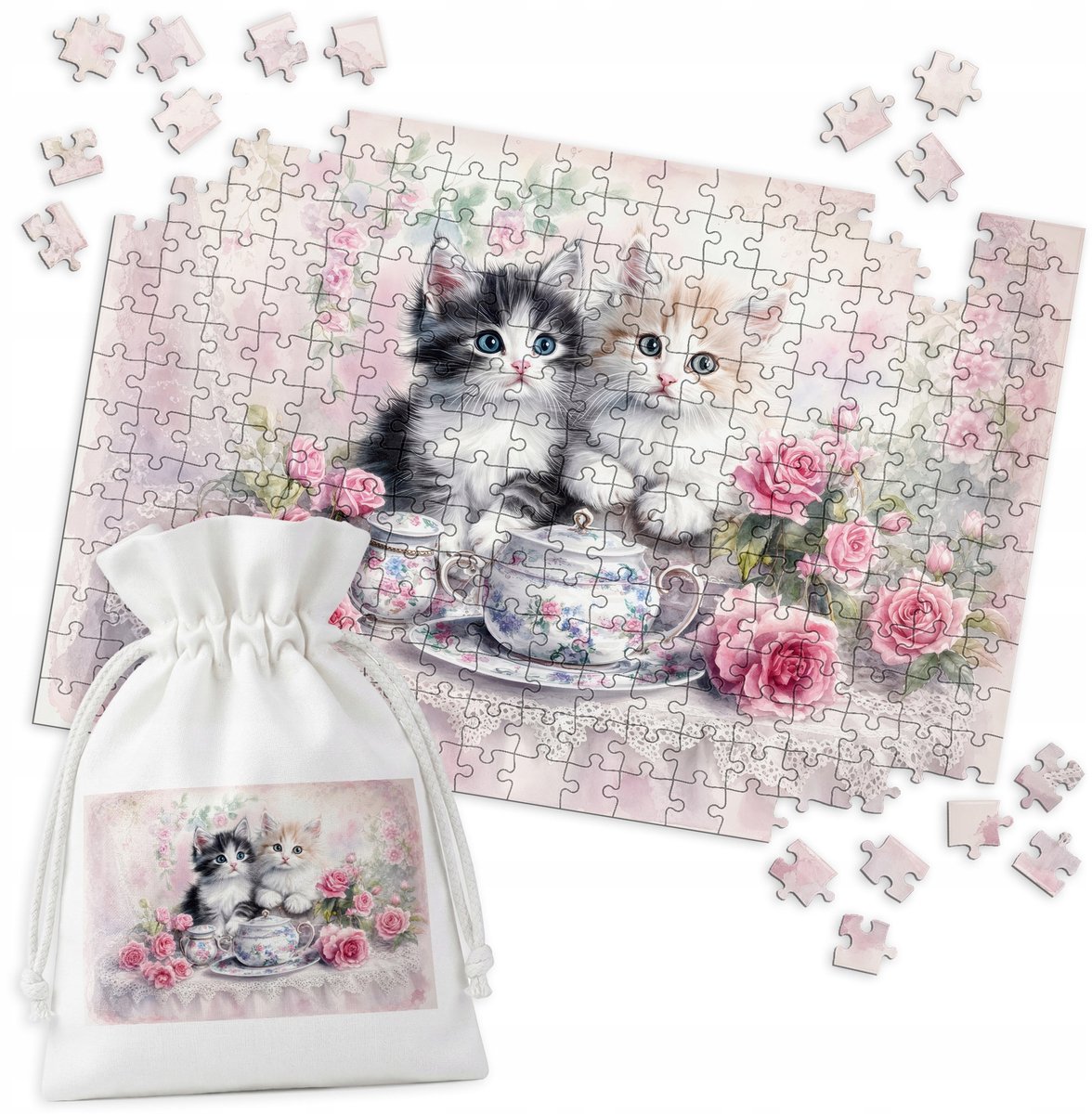 252-delige Puzzel: Schattige Kittens met Rozen - Leuk voor het Hele Gezin
