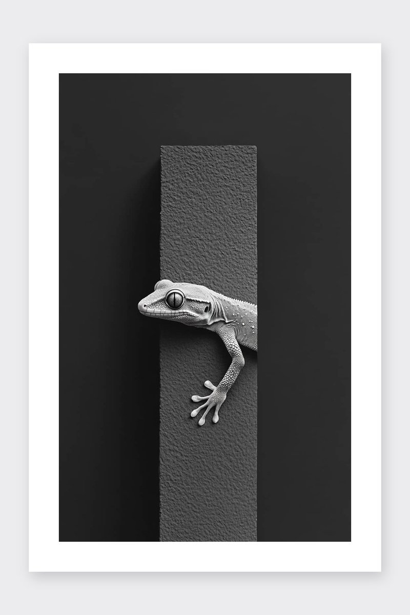 Gekko Poster - Dieren - Natuur - Exotisch - Reptiel - Wildleven - posters - formaat 30x40cm - Wanddecoratie - BXS5093MT - Met kader - passe-partouts stijl