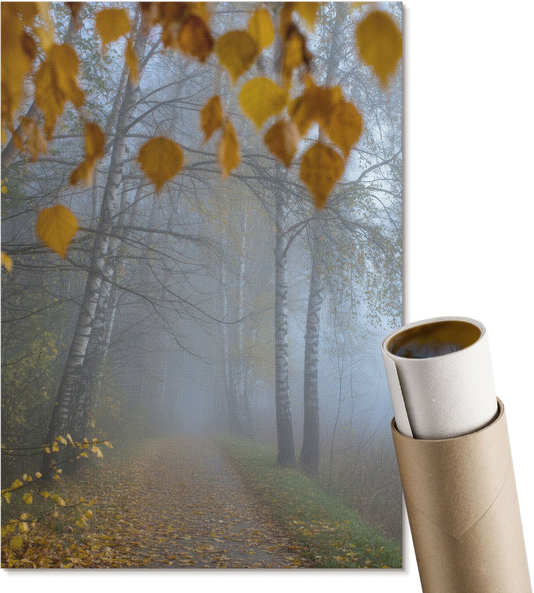 Coloray Polycanvas Wandposter - Herfstbos, Fotografie - A4 - Geel Wanddecoratie - Rechthoek - Wandkunstwerk - Woonkamer, Slaapkamer, Kantoor - Klassiek
