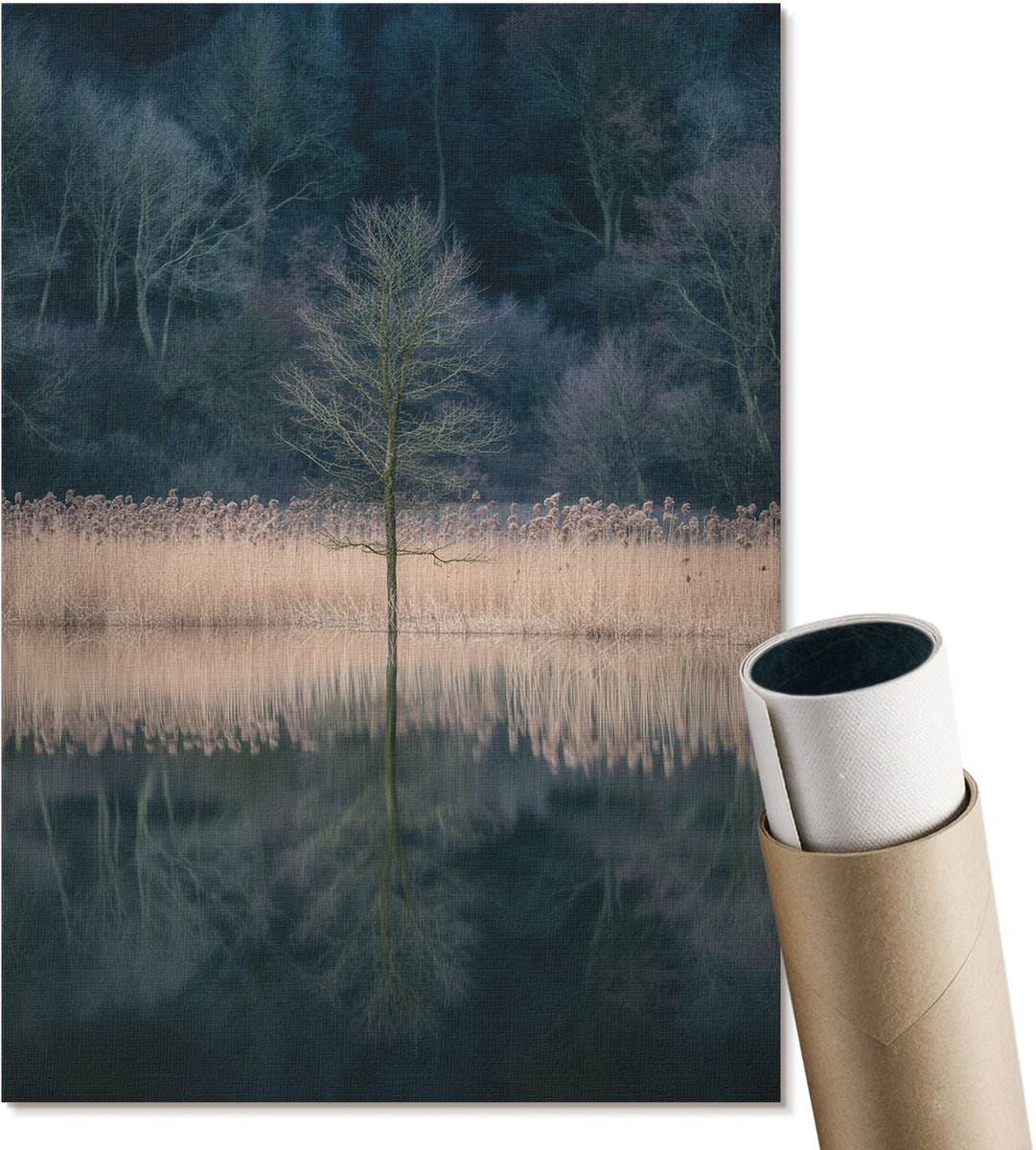 Coloray Polycanvas Wandposter - Een Vredig Landschap, Fotografie - A4 - Blauw Wandposter - Rechthoek - Interieurdecoratie - Woonkamer, Slaapkamer, Kantoor - Klassiek
