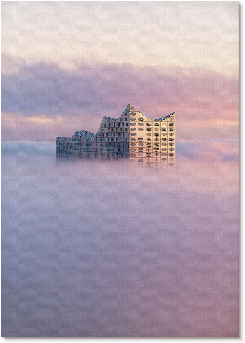 Tulup Canvas Poster Polycanvas - Bouwen In De Wolken, Fotografie - A4 - Roze Patroon - Rechthoek - Muurdecoratie - Woonkamer, Slaapkamer, Kantoor - Modern