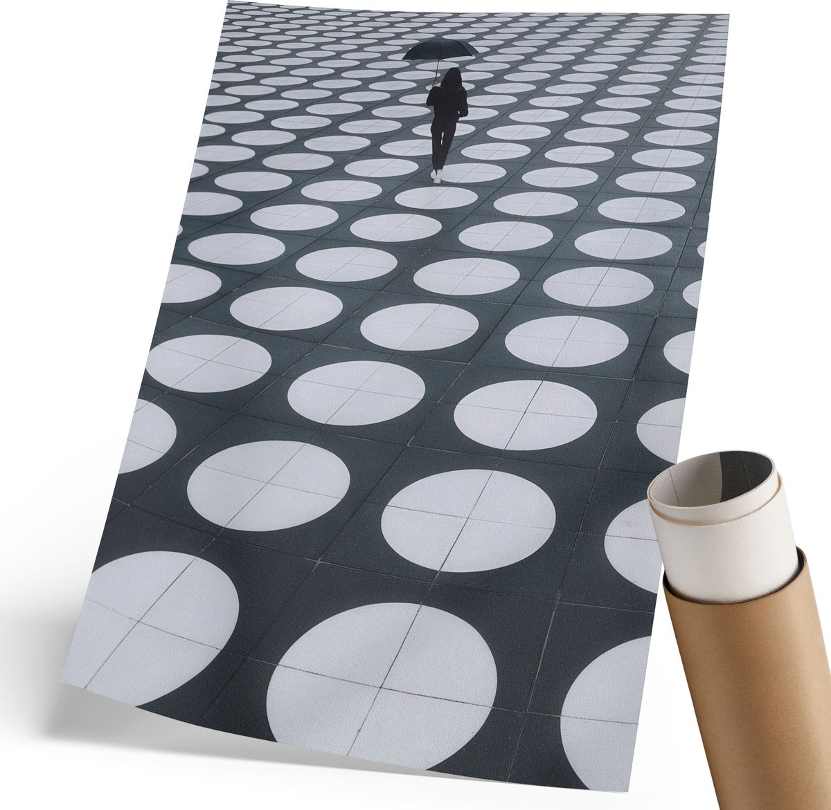 Coloray Polycanvas Wandposter - Geometrische Patronen, Fotografie - 210 x 297 mm - Zwart Illustratie - Rechthoek - Muurkunst - Woonkamer, Slaapkamer, Kantoor - Modern