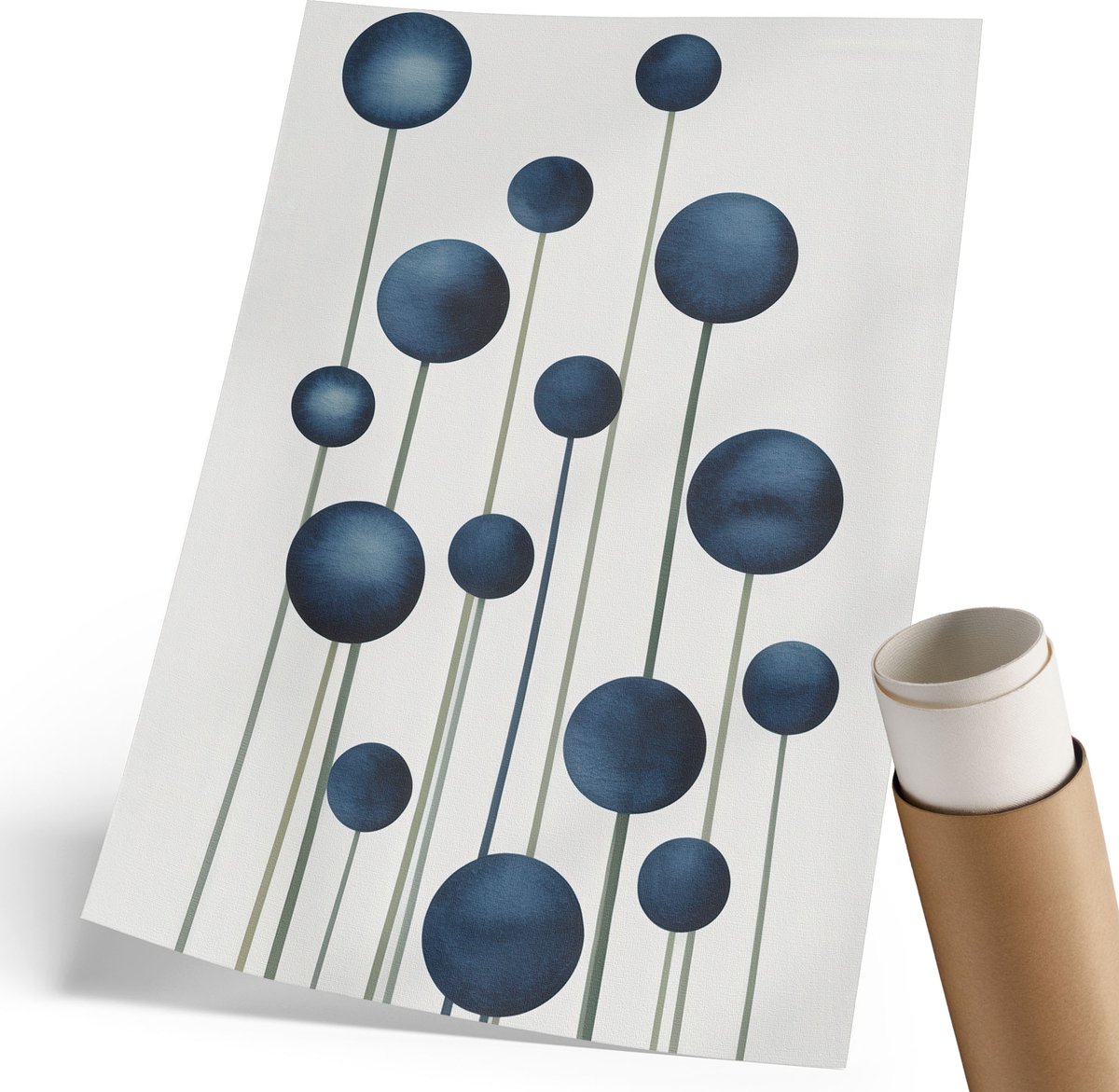 Coloray Polycanvas Wandposter - Abstracte Ballonnen, Illustratie - 210 x 297 mm - Blauw Decoratie - Rechthoek - Muurkunst - Woonkamer, Slaapkamer, Kantoor - Modern