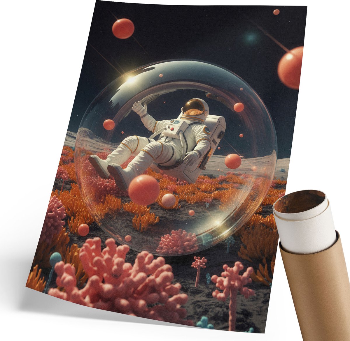 Coloray Polycanvas Poster - Luchtvaart In De Lucht, Blauw - 420 x 594 mm - Wit Illustratie - Rechthoek - Muurdecoratie - Woonkamer - Klassiek