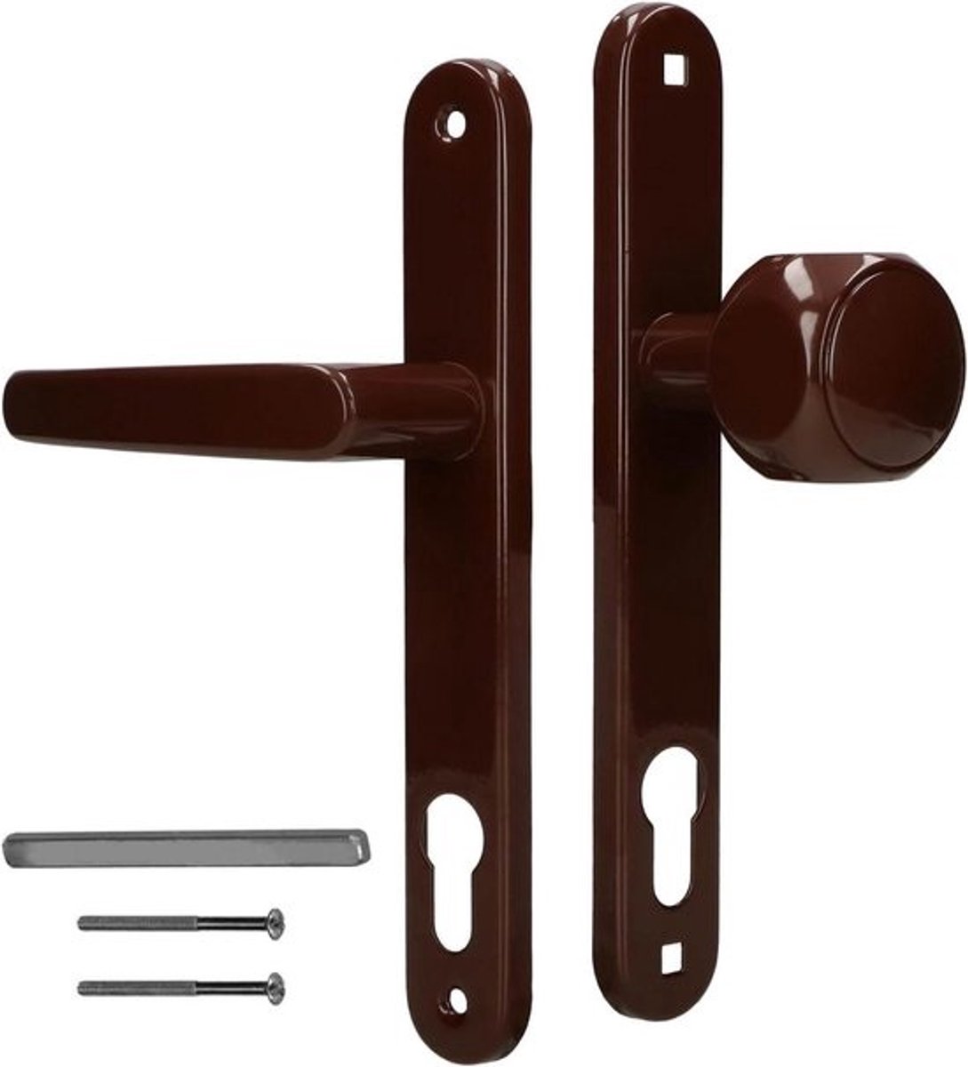 Deurklink met Lang Schild - Deurbeslag Garnituur - Binnendeuren Beveiligen - Duurzaam Aluminium Constructie - 90 mm PZ - Bruin