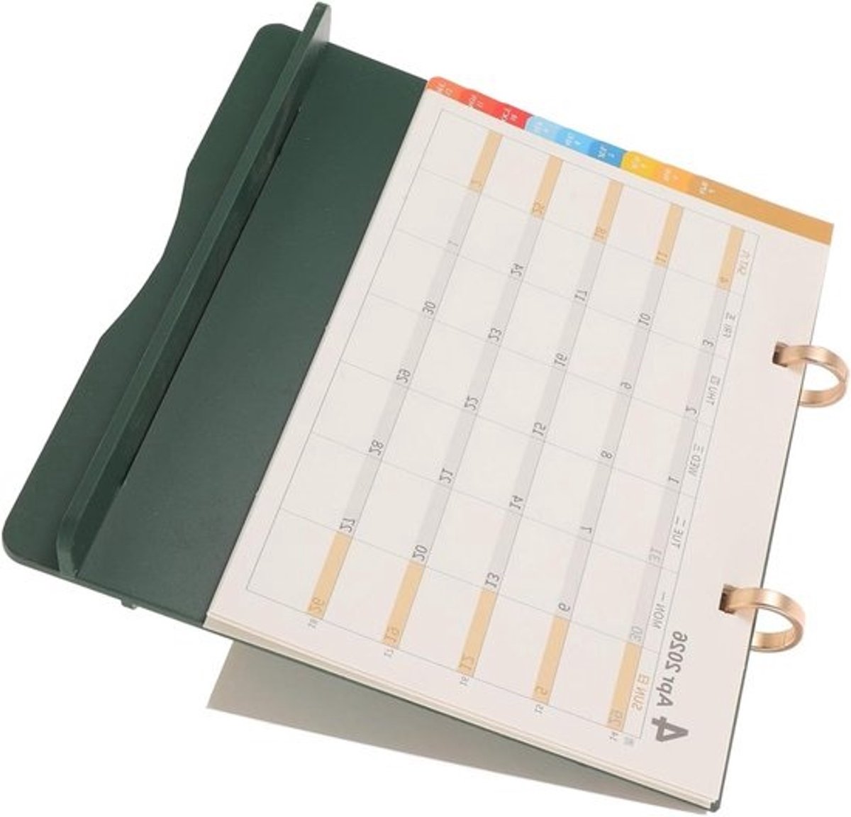 Houten Bureaukalender - Maandplanner Memo Organizer - Jaarlijkse Planning - Flip Maandelijkse Kalender - 21.50X21.10X9.70CM - Groen
