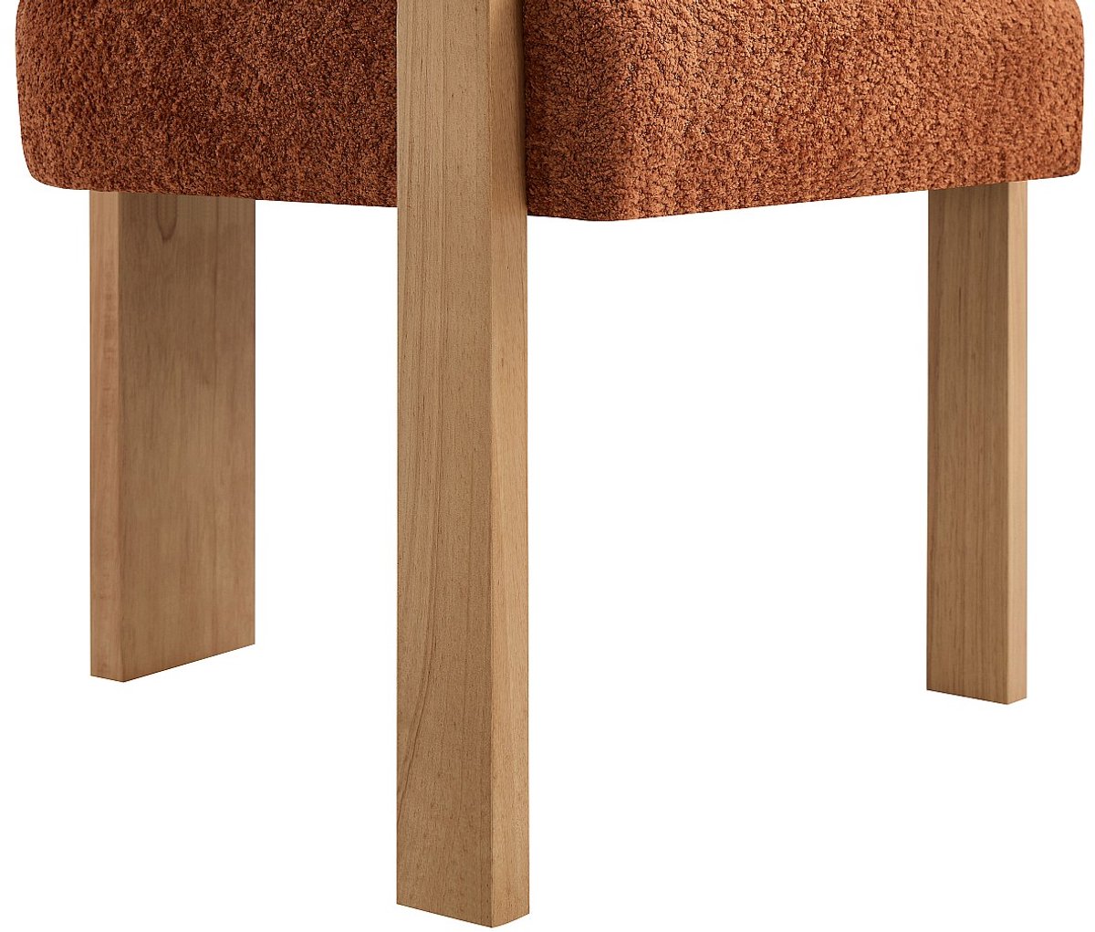 Vente-unique Stoel met armleuningen in teddystof en natuurlijk heveahout - Terracotta LIVELIA