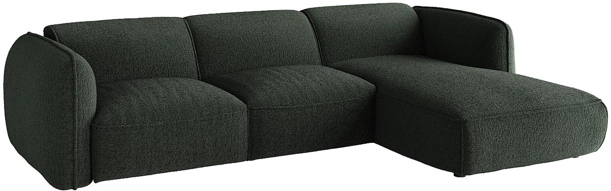 Vente-unique Modulaire hoekbank rechts in groene chenillestof van Maison Céphy CAMILIO