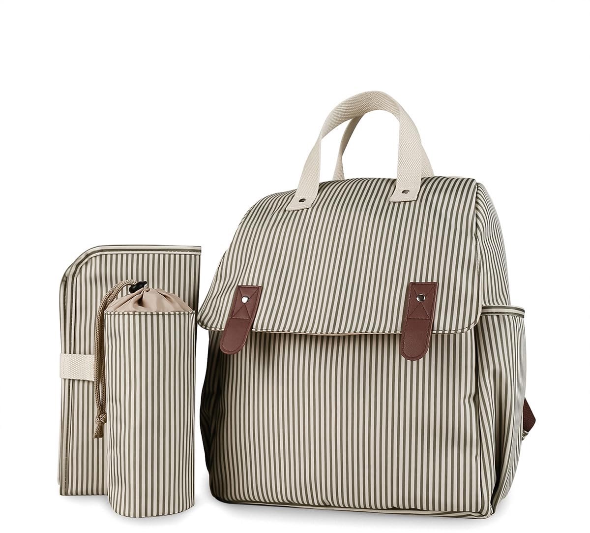 Multifunctionele luiertas/rugzak/schoudertas/handtas met verschoningsmatje en thermosfles (khaki)