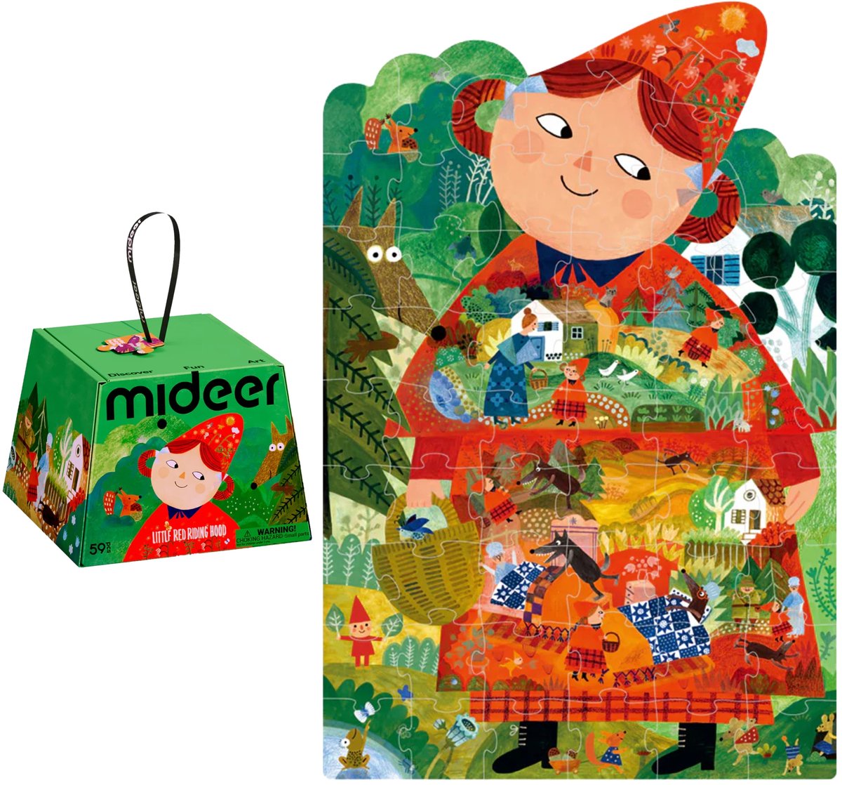 Merkloos kinderpuzzel Roodkapje 36 stukjes panoramisch