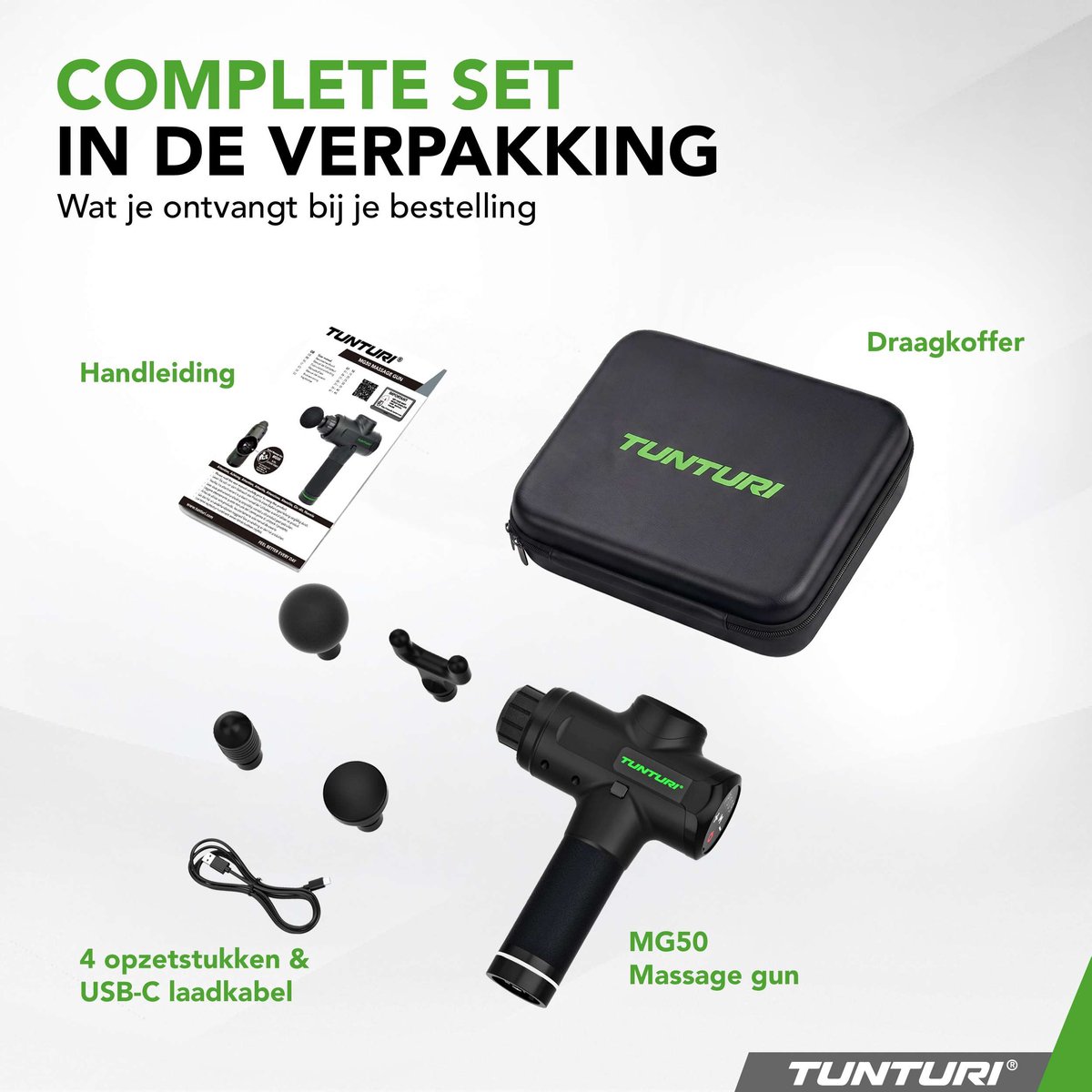 Tunturi MG50 Massage Gun - Incl. Opzetstukken en koffer - afbeelding 3