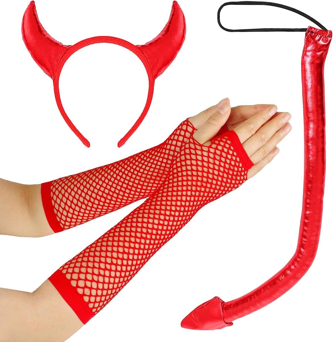 Halloween Kostuumaccessoires voor Vrouwen - Duivels Hoorn Haarband, Staart en Cosplay Voor Carnaval en Feestjes