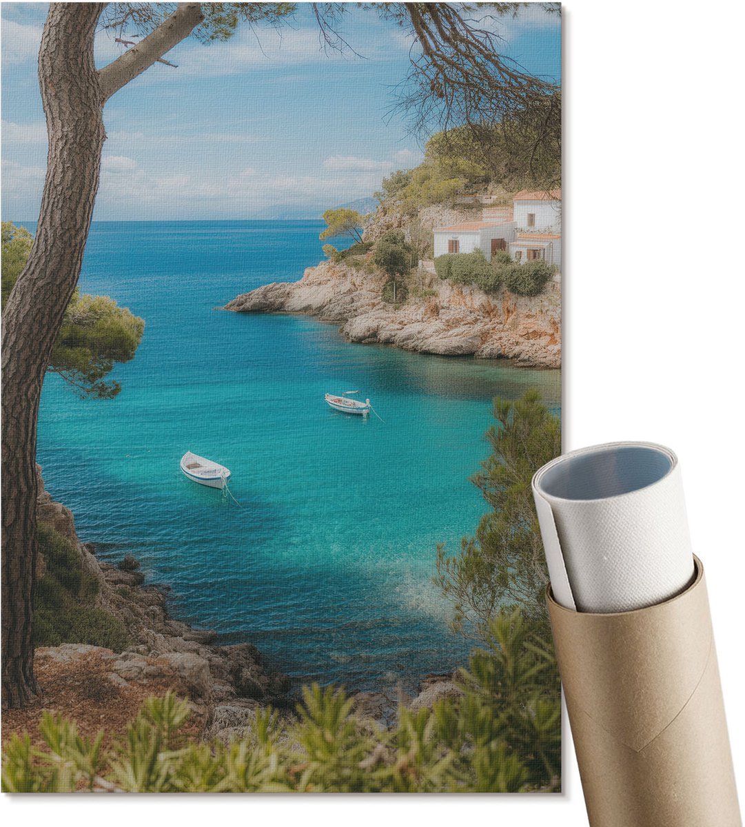Coloray Polycanvas Poster - Een Rustige Baai, Fotografie - A4 - Blauw Illustratie - Rechthoek - Kunstposter - Woonkamer, Slaapkamer, Kantoor - Klassiek