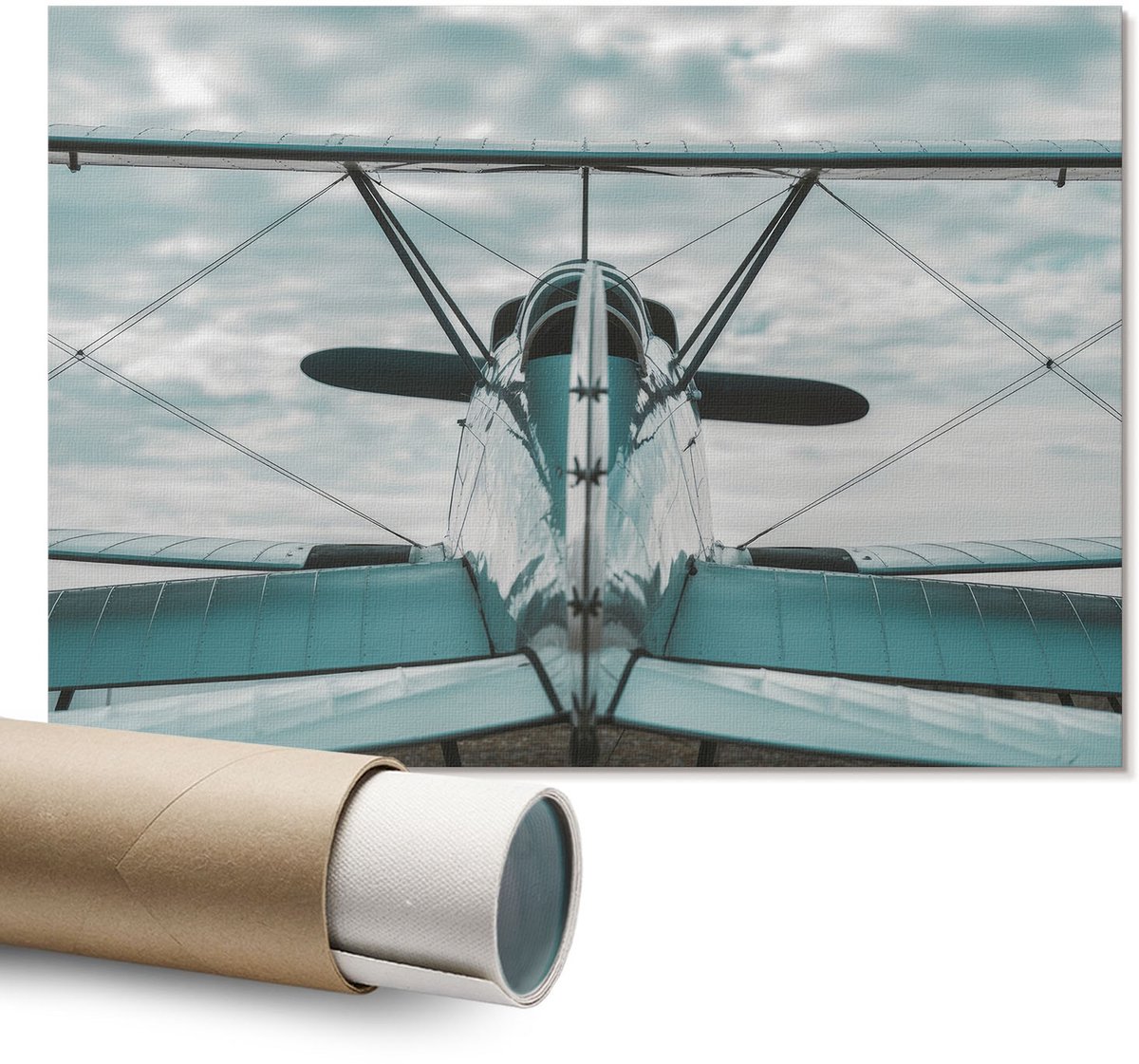 Coloray Polycanvas Wandposter – Klassiek Vliegtuig, Grijs – A1 – Oranje Decoratie – Rechthoek – Muurdecoratie – Kantoor – Rustiek