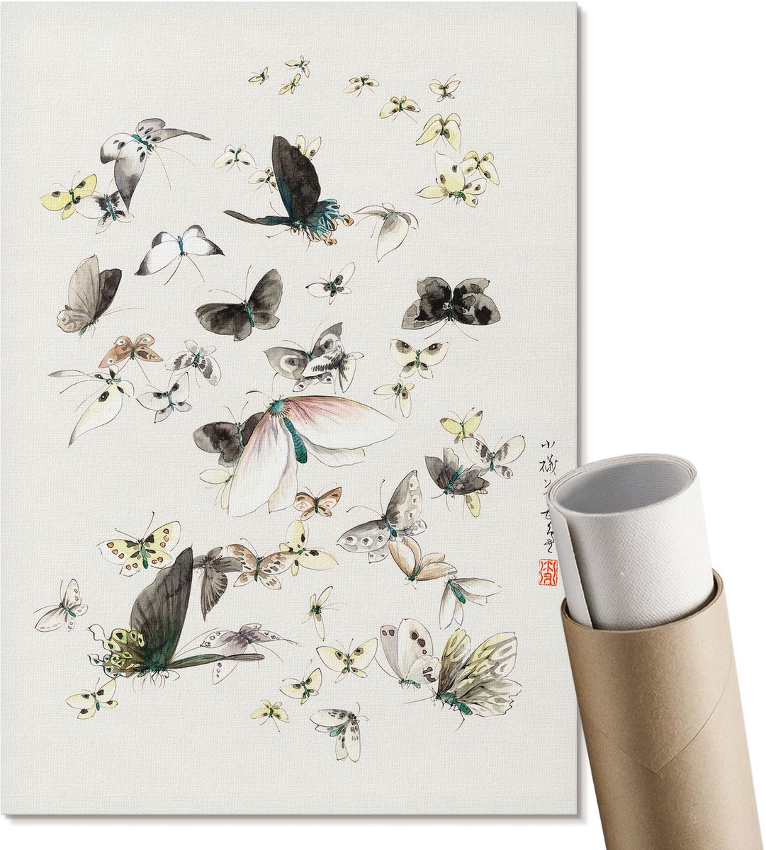Coloray Polycanvas Poster - Winterrendieren, Fotografie - A2 - Bruin Illustratie - Rechthoek - Muurdecoratie - Woonkamer, Slaapkamer, Kantoor - Klassiek