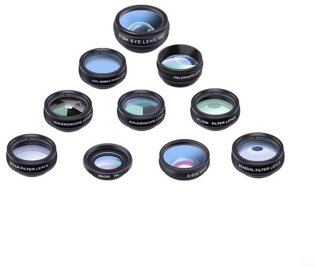 Dailygoods- Lens Kit 10-in-1 - Telelens/ groothoeklens - Macrolens/ fisheye-lens